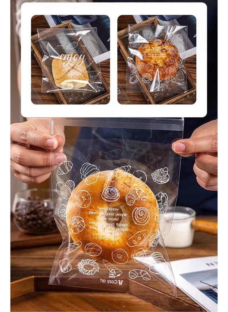 100 Pcs Premium Clear Bread Bags with Self-Sealing Closure，Cookie Bags for Bread, Loaves, Pastries,Baked Goods - Image 2